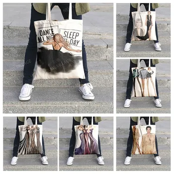 Холщовая сумка через плечо, сумки для организации хранения косметики, дорожная женская сумка, Тканевая сумка для покупок, бакалейная лавка в скандинавском стиле бохо