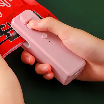 Упаковщик пакетов 2 В 1 С резаком, бытовое мини-портативное USB-перезаряжаемое устройство для термосваривания, для хранения закусок, Розовый, Белый, Серый