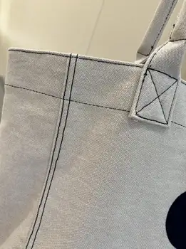 Женская холщовая сумка для покупок с вышивкой буквенным логотипом