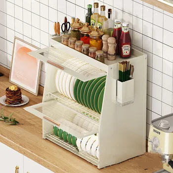 Кухонный Стеллаж Для Хранения Посуды Небольшой Бытовой Шкаф Коробка 2022 Новая Простая Миска И Палочки Для еды Пылезащитная Сливная Стойка Столешница