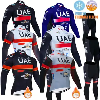 Новый Зимний Флисовый комплект из джерси команды ОАЭ по велоспорту с длинным рукавом, женская велосипедная одежда, костюм для шоссейных гонок Camiseta de Ciclismo