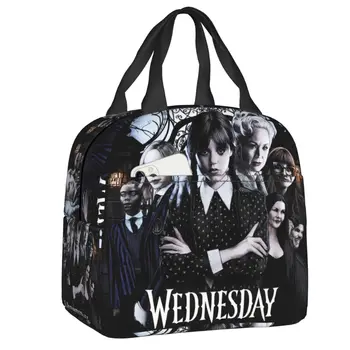 Изолированные сумки для ланча Wednesday Addams для женщин, Сверхъестественная комедия, Портативный кулер, термос для ланча, Работа, школа, путешествия