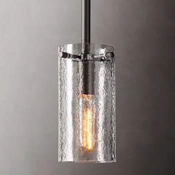 Современный неоклассический креативный Ресторанный подвесной светильник из стекла с текстурой воды, полностью медный светильник в американском ретро стиле у изголовья кровати