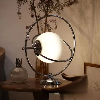 Италия 1970, средняя вращающаяся художественная настольная лампа, винтажная стеклянная луна, прикроватная тумбочка для гостиной, спальни, домашний декор, ночная тумбочка, настольная лампа