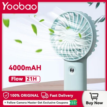 Yoobao F3 Вентилятор 6000 мАч USB Перезаряжаемый портативный вентилятор для автомобиля, дома, спальни, офиса, рабочего стола, общежития на открытом воздухе, Большой распылительный увлажнитель воздуха