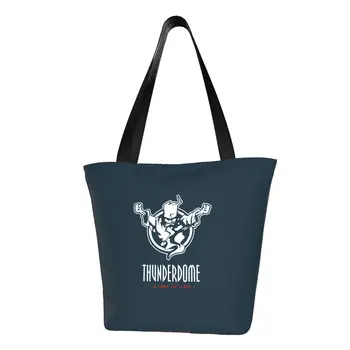 Сумки-тоут Kawaii Thunderdome для покупок, продукты для музыкального фестиваля Hardcore Gabber, холщовая сумка для покупок через плечо