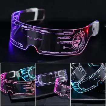 Красочные светящиеся очки Светодиодные очки Футуристические электронные очки с козырьком для рождественских вечеринок Баров Рейвфестивалей Танцевальных шоу